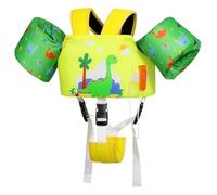 MoKo Kids Swimming Vest, Toddler Floaties, Arm Band Floaties with Adjustable Strap, Swim Jacket Water Wing Pool Float, Water Sports Learning Swim Training Equipment, Yellowish Green Dinosaur