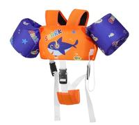 MoKo Kids Swimming Vest, Toddler Floaties, Arm Band Floaties with Adjustable Strap, Swim Jacket Water Wing Pool Float, Water Sports Learning Swim Training Equipment, Orange Blue Headset Shark