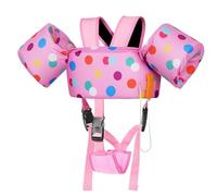 MoKo Kids Swimming Vest, Toddler Floaties, Arm Band Floaties with Adjustable Strap, Swim Jacket Water Wing Pool Float, Water Sports Learning Swim Training Equipment, Light Purple Colorful Dots