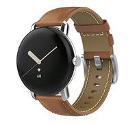 MoKo Leather Strap Compatible with Google Pixel Watch 3/4, Genuine Leather Replacement Watch Band for Women and Men, Light Brown