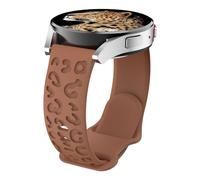 MoKo Leopard Engraved Strap Compatible with Samsung Galaxy Watch 7/FE/6/5/4 40mm 44mm/Watch 6/4 Classic 43mm 47mm 42mm 46mm/5 Pro 45mm/3 41mm/Active 2 Women, 20mm Soft Silicone Sport Band, Brown