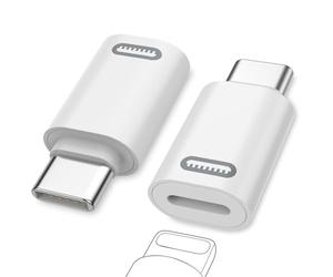 MoKo Lightning Female to USB C Male Adapter for iPhone 17 Air 16 15 Pro Max Plus, Galaxy, iPad - Not for Earphone/USB Stick/iPencil, 2 Pack USB-C to Lightning Adapter ONLY for Charging/Data Transfer