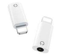 MoKo Lightning to 3.5mm Audio Headphone Adapter (Playback Only), DAC Chip Lightning to Aux 3.5mm Headphone Jack Audio Dongle for iPhone 14 Pro Max/14 Plus/13 12 11 Pro Max/SE/XS, White