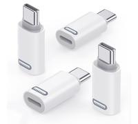 MoKo Lightning to USB C Adapter for iPhone 17 Air 16 15 Pro Max Plus, Galaxy S25 S24 S23, iPad Pro/Air, 4 Pack USB-C to Lightning Adapte for Fast Charging/Data Transfer, Not for Audio/OTG, White PD