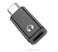 MoKo Lightning to USB-C Audio Adapter - Not for Microphones/Charging/Data Transfer, USB C Male to Female Lightning Headphone Earphone Adapter for iPhone Air 17 16 16e 15 Pro Max Plus, iPad, Black