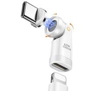 MoKo Lightning to USB C Magnetic Adapter 60W, 9 PIN Magnetic Lightning Adapter with 180° 360° Rotating, Lighting to USB C 90 Degree Adaptor for iPhone 17 Air 16 15 Pro Max/iPad/MacBook, Galaxy, White