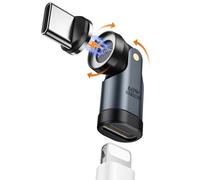 MoKo Lightning to USB C Magnetic Adapter 60W, 9 PIN Magnetic Lightning Adapter with 180° 360° Rotating, Lighting to USB C 90 Degree Adaptor for iPhone 17 Air 16 15 Pro Max/iPad/MacBook, Galaxy, Gray