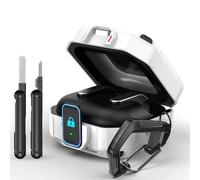 MoKo Lock Case for Samsung Galaxy Buds 4 Pro Case/Galaxy Buds 4 Case (2026), Rugged Armor Shockproof Full Protection Cover for Women Men, Cleaning Pen & Hook, White