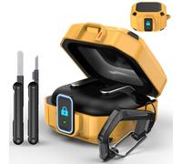 MoKo Lock Case for Samsung Galaxy Buds 4 Pro Case/Galaxy Buds 4 Case (2026), Rugged Armor Shockproof Full Protection Cover for Women Men, Cleaning Pen & Hook, Yellow