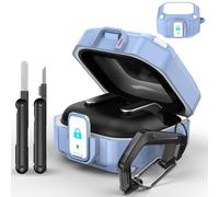 MoKo Lock Case for Samsung Galaxy Buds 4 Pro Case/Galaxy Buds 4 Case (2026), Rugged Armor Shockproof Full Protection Cover for Women Men, Cleaning Pen & Hook, Blue