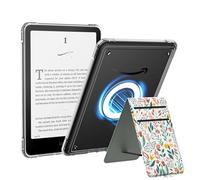MoKo Magnetic Case for 7" Kindle Paperwhite 12th Gen 2024 & Kindle Colorsoft Signature Edition, Stand Cover Ultra Thin DIY Clear Case with Wireless Charging Fully Covered Shell, Flowers