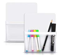 MoKo Magnetic Dry Erase Marker Holder [2 Pack], Pen Pencil and Eraser Holder Storage Organizer for Whiteboard, Efrigerator, Locker, Office Glass and Other Magnetic Surfaces, White