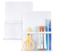 MoKo Magnetic Dry Erase Marker Holder, [2 Pack] Pencil Holder Organizer with 2 Pockets for Whiteboard Pen Holder for Refrigerator Storage Organizer for Office Glass with Strong Magnetic Back, White