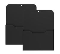 MoKo Magnetic File Holder, A4 Large Size Refrigerator Storage Organizer Magnet Pencil Cups Marker Paper Letter Pen Holder Stationery Supplies for Classroom Office Home, 2 Pack, Black