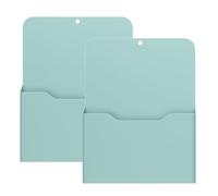 MoKo Magnetic File Holder, A4 Large Size Refrigerator Storage Organizer Magnet Pencil Cups Marker Paper Letter Pen Holder Stationery Supplies for Classroom Office Home, 2 Pack, Green