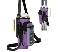MoKo Magnetic Gym Bag, Water Bottle Holder with Adjustable Strap & Clear Phone Pocket, Built-in 5 Magnets Fitness Bag for Men Women, Gym Accessories Organizer for Stanley, Tumbler, Owala, Purple