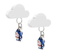 MoKo Magnetic Key Holder for Wall, [2 Pack] Cloud Shape Magnetic Magnets Key Holder Home White Magnetic Key Rack Organizer Keychains Hooks with Adhesive Magnetic Key Holder for Wall Door - White