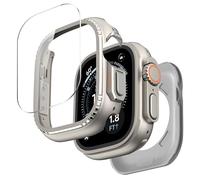 MoKo Metal Case for Apple Watch Ultra 3/2/1 49mm - Tempered Glass Screen Protector, Rugged Bumper & Back Cover, 360° Full Protection, Titanium