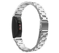 MoKo Metal Strap Compatible with Fitbit Inspire/Inspire HR/2, Stainless Steel Replacement Watch Band with Watch Lugs, Silver
