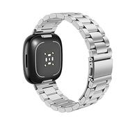 MoKo Metal Strap Compatible with Fitbit Versa 4/Versa 3/Sense 1/2, Stainless Steel Replacement Watch Band Wristband for Men Women, Silver