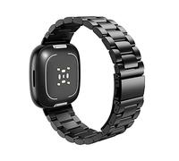 MoKo Metal Strap Compatible with Fitbit Versa 4/Versa 3/Sense 1/2, Stainless Steel Replacement Watch Band Wristband for Men Women, Black
