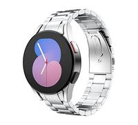 MoKo Metal Strap Compatible with Samsung Galaxy Watch 7 FE 6 5 4 Strap 40mm 44mm/Watch 6 Classic 43mm 47mm/5 Pro 45mm/4 Classic 42mm 46mm, No Gap Stainless Steel Replacement Watch Band, Silver
