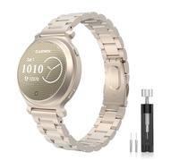 MoKo Metal Watch Band Compatible with Garmin Lily 2/Lily 2 Active, Stainless Steel Sport Strap Quick Release Replacement Wristband With Adjustment Tool for Men Women, Champagne Gold