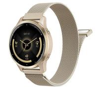 MoKo Metal Watch Band Compatible with Garmin Venu 4 41mm/3S/2S; Vivoactive 4S; Forerunner 265S/255S, 18mm Stainless Steel Mesh Replacement Strap Quick Release Wristband for Men Women, Champagne Gold