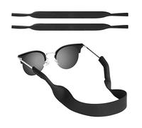 MoKo Neoprene Eyewear Retainer, (2 Pack) Universal Fit No Tail Sports Sunglasses Retainer, Sunglass Strap Safety Glasses Holder for Men, Women - Black