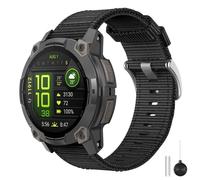 MoKo Nylon Watch Band Compatible with Garmin Instinct 3 45mm ; Instinct 2/2 Solar/2 Surf/2 Tactical ; Instinct Tactical/Tide/Esports/Solar, 22mm Quick Release Replacement Wristband, Black/Silver