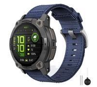 MoKo Nylon Watch Band Compatible with Garmin Instinct 3 45mm ; Instinct 2/2 Solar/2 Surf/2 Tactical ; Instinct Tactical/Tide/Esports/Solar, 22mm Quick Release Replacement Wristband, Dark Blue/Silver