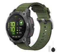 MoKo Nylon Watch Band Compatible with Garmin Instinct 3 45mm ; Instinct 2/2 Solar/2 Surf/2 Tactical ; Instinct Tactical/Tide/Esports/Solar, 22mm Quick Release Replacement Wristband, Green/Silver