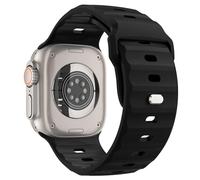 MoKo Ocean Band Compatible with Apple Watch Ultra 3/2/1 49mm,S11/S10 46mm,9/8/7 45mm,SE3/SE2/SE/6/5/4 44mm,3/2/1 42mm,Silicone Replacement Strap Wrist Band for Men Women, Black
