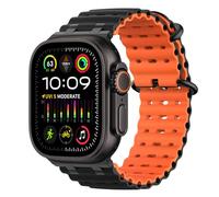 MoKo Ocean Band Compatible with Apple Watch Ultra 3/2/1 49mm, Upgraded Silicone Sports Bands 46mm 45mm 44mm, Series 11/10/9/8/7/6/5 SE3/2/1 Breathable Strap with Metal Connector, Black/Black&Orange