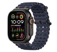 MoKo Ocean Band Compatible with Apple Watch Ultra 3/2/1 49mm, Upgraded Silicone Sports Bands 46mm 45mm 44mm, Series 11/10/9/8/7/6/5 SE3/2/1 Breathable Strap with Metal Connector, Black/Navy Blue
