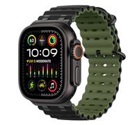 MoKo Upgraded Ocean Strap Compatible with Apple Watch Ultra 2/Ultra 49mm 46mm 45mm 44mm 42mm for Men Women,Silicone Sport Watch Band for iWatch Straps Series10/9/8/7/6/5/SE/SE2, Black/Black&Army Green