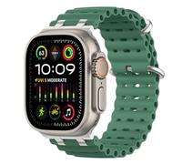 MoKo Ocean Band Compatible with Apple Watch Ultra 3/2/1 49mm, Upgraded Silicone Sports Bands 46mm 45mm 44mm, Series 11/10/9/8/7/6/5 SE3/2/1 Breathable Strap with Metal Connector, Silver/Green