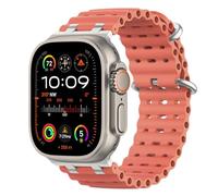 MoKo Ocean Band Compatible with Apple Watch Ultra 3/2/1 49mm, Upgraded Silicone Sports Bands 46mm 45mm 44mm for Men Women, Series 11/10/9/8/7/6/5 SE3/2/1 Breathable Strap with Metal Connector,Sr/APink