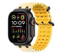 MoKo Ocean Band Compatible with Apple Watch Ultra 3/2/1 49mm, Upgraded Silicone Sports Bands 46mm 45mm 44mm for Men Women, Series 11/10/9/8/7/6/5 SE3/2/1 Breathable Strap with Metal Connector,Bk/Cr&Yw
