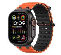 MoKo Ocean Band Compatible with Apple Watch Ultra 3/2/1 49mm, Upgraded Silicone Sports Bands 46mm 45mm 44mm, Series 11/10/9/8/7/6/5 SE3/2/1 Breathable Strap with Metal Connector, Black/Orange&Black