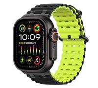 MoKo Ocean Band Compatible with Apple Watch Ultra 3/2/1 49mm, Upgraded Silicone Sports Bands 46mm 45mm 44mm, Series 11/10/9/8/7/6/5 SE3/2/1 Breathable Strap with Metal Connector, Black/Black&Lime