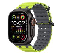 MoKo Ocean Band Compatible with Apple Watch Ultra 3/2/1 49mm, Upgraded Silicone Sports Bands 46mm 45mm 44mm, Series 11/10/9/8/7/6/5 SE3/2/1 Breathable Strap with Metal Connector, Black/Lime&Gray