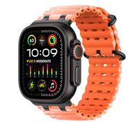 MoKo Ocean Band Compatible with Apple Watch Ultra 3/2/1 49mm,Upgraded Silicone Sports Bands 46mm 45mm 44mm for Men Women,Series 11/10/9/8/7/6/5 SE3/2/1 Breathable Strap with Metal Connector, Bk/Cr&Oge
