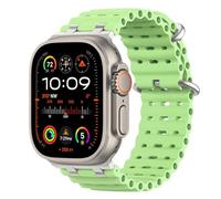 MoKo Ocean Band Compatible with Apple Watch Ultra 3/2/1 49mm, Upgraded Silicone Sports Bands 46mm 45mm 44mm for Men Women, Series 11/10/9/8/7/6/5 SE3/2/1 Breathable Strap with Metal Connector,Sr/NGrn