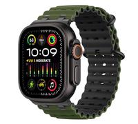 MoKo Upgraded Ocean Strap Compatible with Apple Watch Ultra 2/Ultra 49mm 46mm 45mm 44mm 42mm for Men Women,Silicone Sport Watch Band for iWatch Straps Series10/9/8/7/6/5/SE/SE2, Black/Army Green&Black