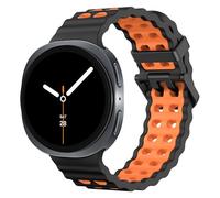 MoKo Ocean Sport Strap Compatible with Samsung Galaxy Watch 8 Strap 40mm 44mm/Galaxy Watch 8 Classic 46mm, Soft Silicone Breathable Band for Men Women, Black/Orange