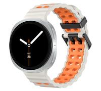 MoKo Ocean Sport Strap Compatible with Samsung Galaxy Watch 8 Strap 40mm 44mm/Galaxy Watch 8 Classic 46mm, Soft Silicone Breathable Band for Men Women, Starlight/Orange