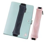 MoKo Pack of 2 Pencil Case, PU Leather Pencil Case with Elastic Band, Pen Holder, Notebook Pen Case for Diary, Notebook, School Supplies for School and Office, Rose Gold & Dark Blue