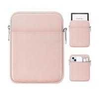 MoKo Padded Ereader Sleeve Case for 6-7 inch Ereader Tablet Bag Protective Cover Pouch with a Carabiner, Compatible with 7" eReader Colorsoft Signature Edition 2024, Pink