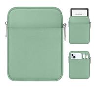 MoKo Padded Ereader Sleeve Case for 6-7 inch Tablet Sleeve Bag Protective Cover Pouch with a Carabiner, Compatible with 7" eReader Colorsoft Signature Edition/Paperwhite 12th Gen. 2024, Dark Green